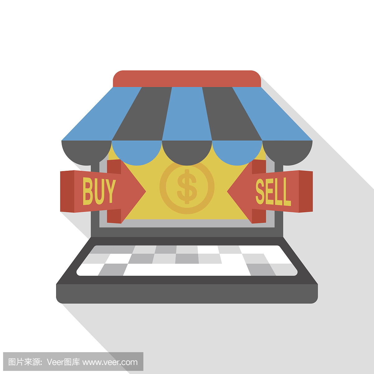 網(wǎng)上購物由電腦平面圖標